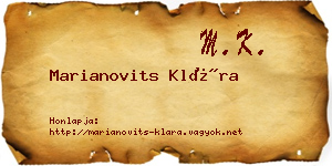 Marianovits Klára névjegykártya